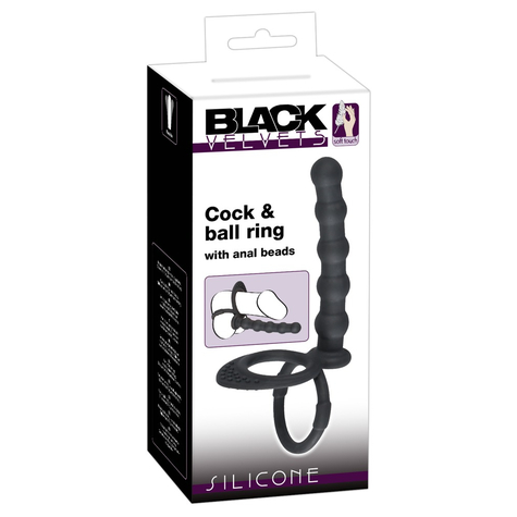 Musta Sametti Cock & Ball Ring