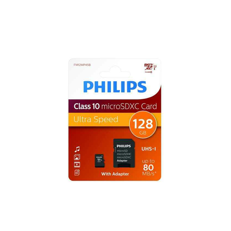 Philips Microsdxc 128gb Cl10 80mb/S Uhs-I +Adapteri Vähittäiskauppa