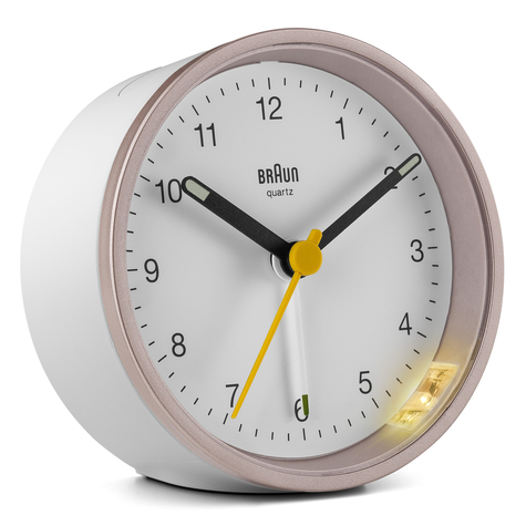 Braun Quartz Alarm Clock Bc12pw Pink/White - Kvartsi Seinäkello - Pyöreä - Vaaleanpunainen - Valkoinen - Analoginen - Keltainen - Paristo/Akku