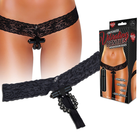 Hustler Vibrating Panties With Pleasure Beads Black M/L