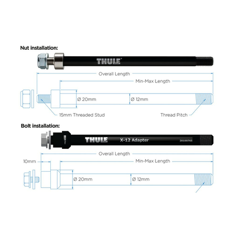 Akselin Sovitin Thule Maxle Trek M12x1.75