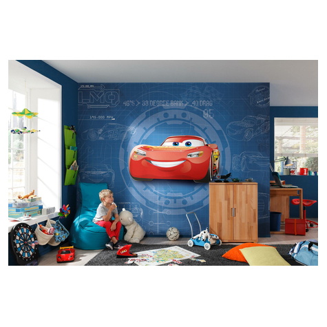 Photomurals  Photo Wallpaper - Cars3 Blueprint - Size 368 X 254 Cm