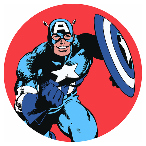 Itsekiinnittyvä Fleece Valokuva Taustakuva  / Seinätatuointi - Marvel Powerup Captain America - Koko 125 X 125 Cm
