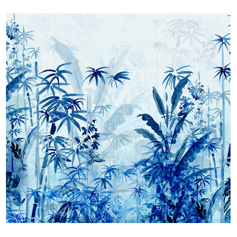 Fleece Valokuva Taustakuva  - Sininen Viidakko - Koko 300 X 280 Cm