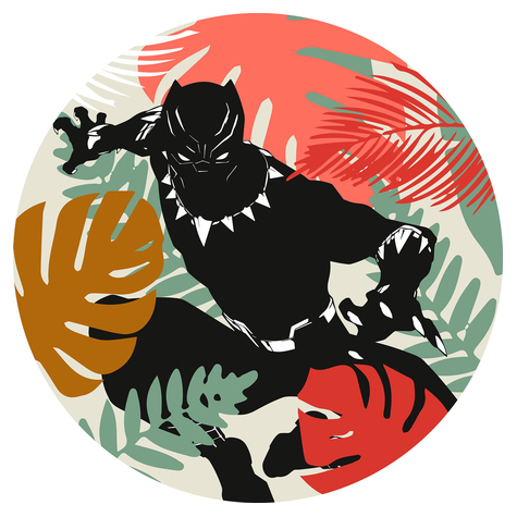 Itseliimautuva Fleece Valokuva Taustakuva  / Seinätatuointi - Winter Tropics Black Panther - Koko 125 X 125 Cm