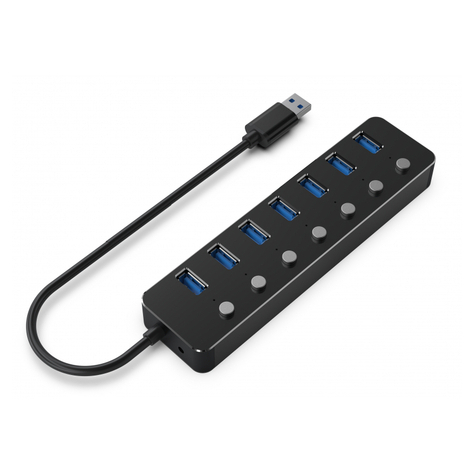 Gembird 7-Porttinen Usb 3.1 Gen 1 Hub, Jossa Kytkimet Juodas Uhb-U3p7p-01