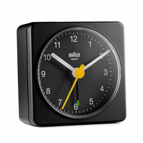 Braun Quartz Travel Alarm Clock Bc02b Black - Kvartsiherätyskello - Neliön Muotoinen - Musta - Analoginen - Paristo/Akku - Aa